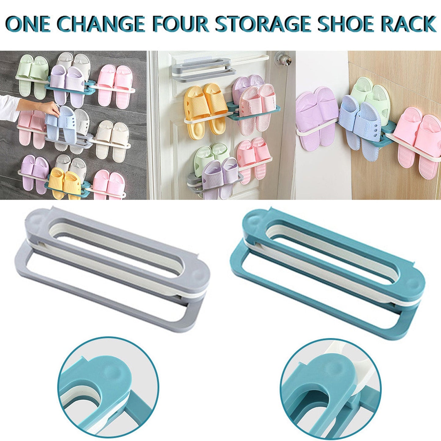 Multi-use shoe rack, collapsible for easy storage