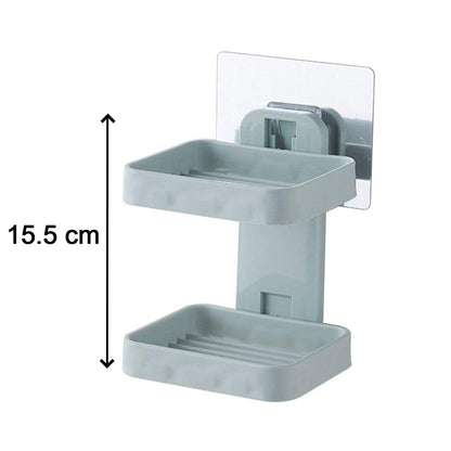 Soap holder tray with double layers and a sturdy design, featuring a vacuum dispenser for convenience