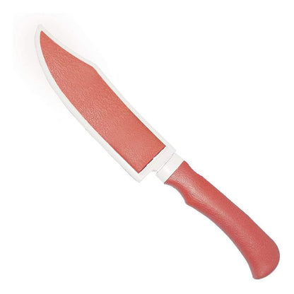 Kitchen knife with plastic blade cover.