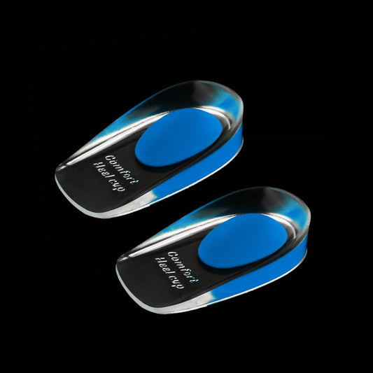 Gel heel cups for cushioning and relieving heel pain.