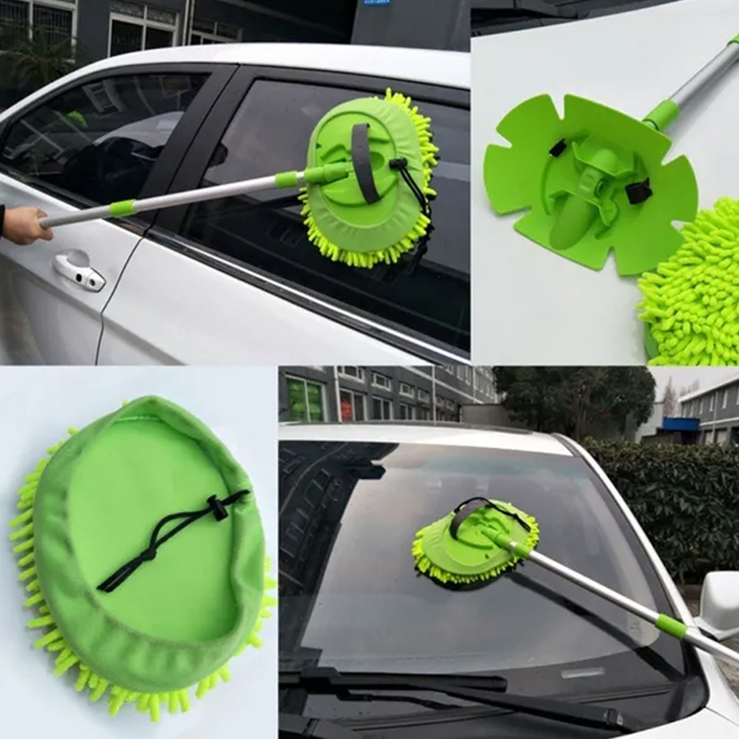 Car duster with microfiber head for home, kitchen, and office