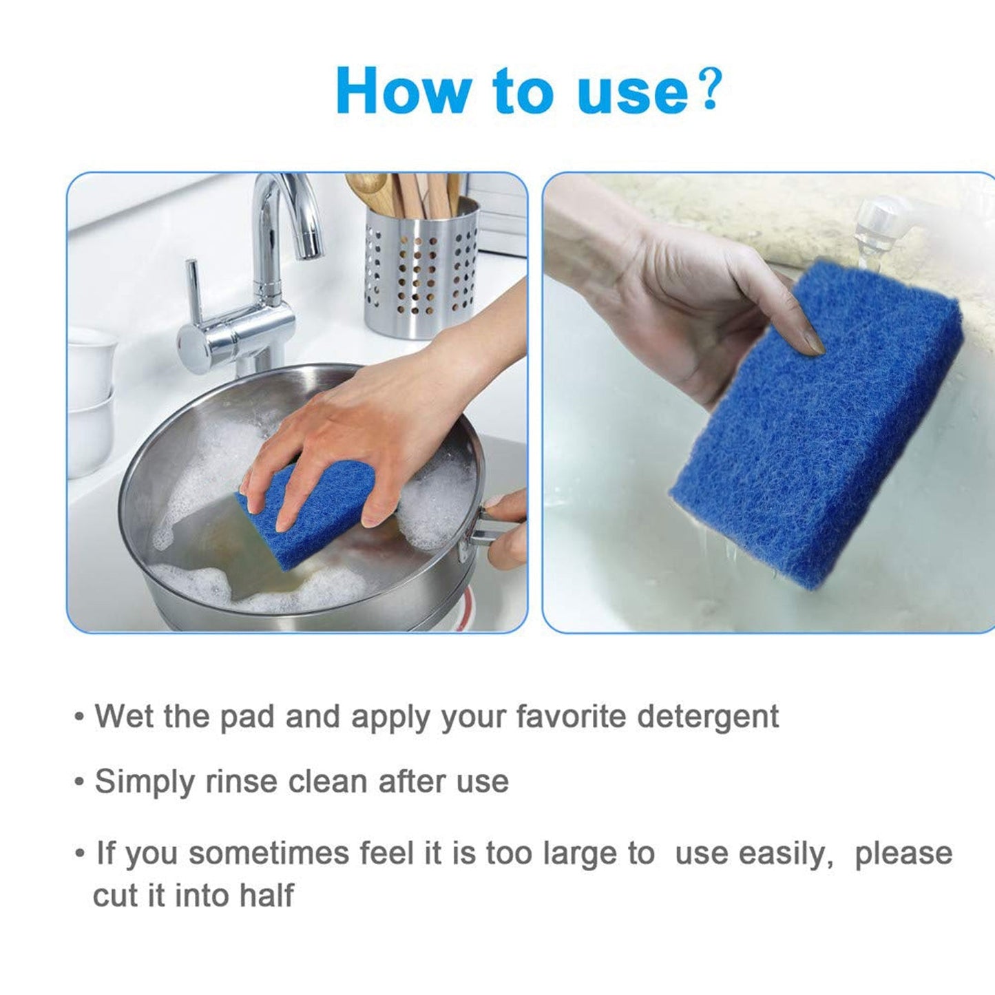 Four-pack of green kitchen scrubber pads for effective cleaning