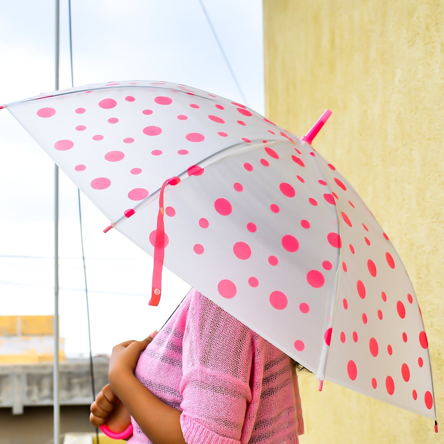 Multicolor umbrella with dot print