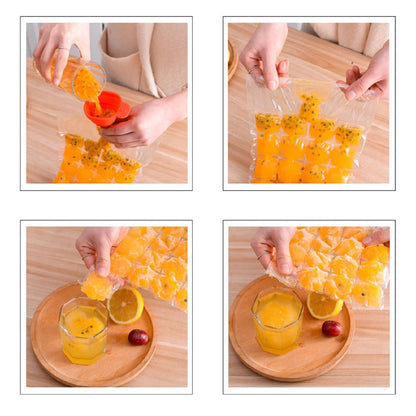 Disposable Ice Cube Bags, Stackable Easy Release Ice Cube Mold Trays Self-Seal Freezing Maker,Cold Ice Pack Cooler Bag for Cocktail Food Wine