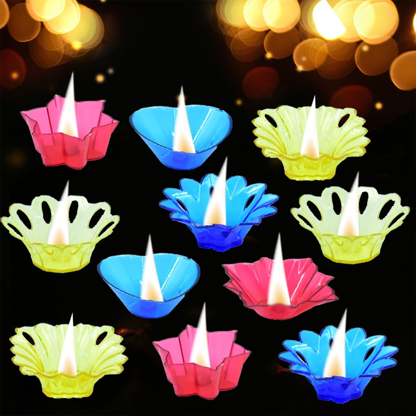 Set of multicolor plastic diya cups for Diwali decoration