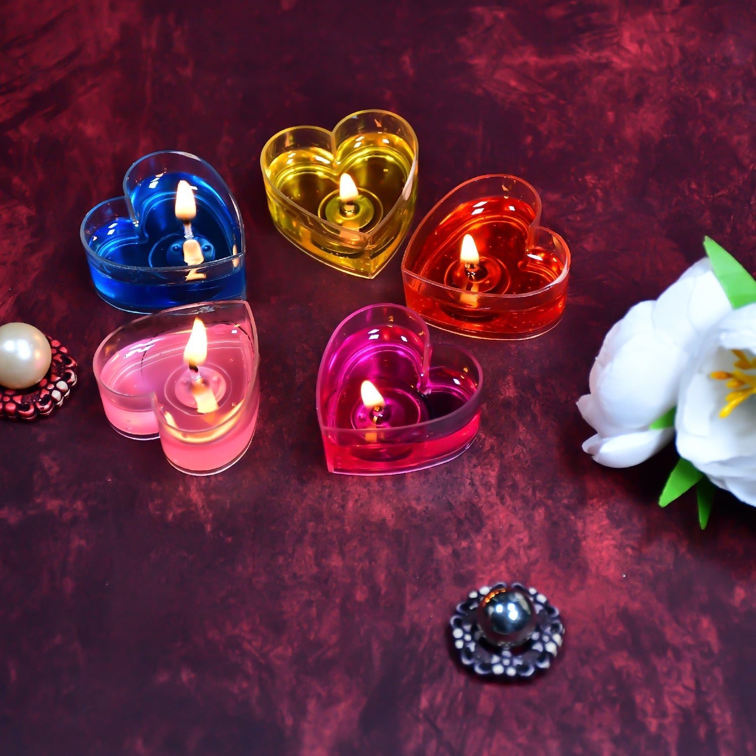 Heart-shaped scented wax candles, 20 pieces.