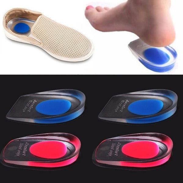 Comfortable gel heel cups for reducing foot pain.