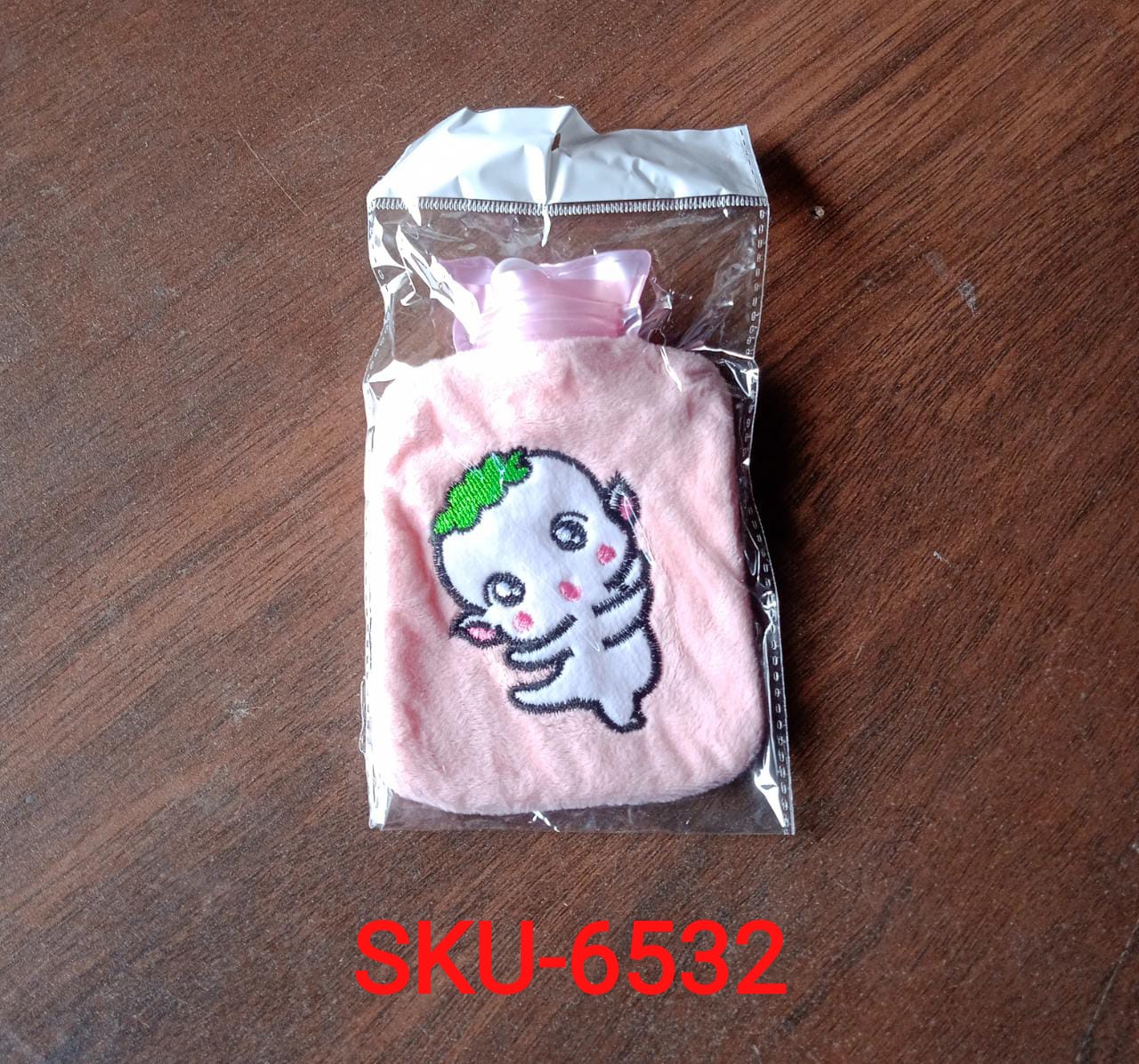 Pink Cartoon Small Hot Water Bag with Cover for Pain Relief