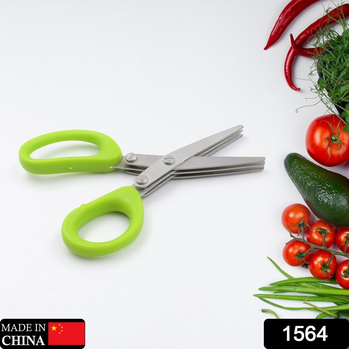 Multifunctional vegetable scissor with three stainless steel blades