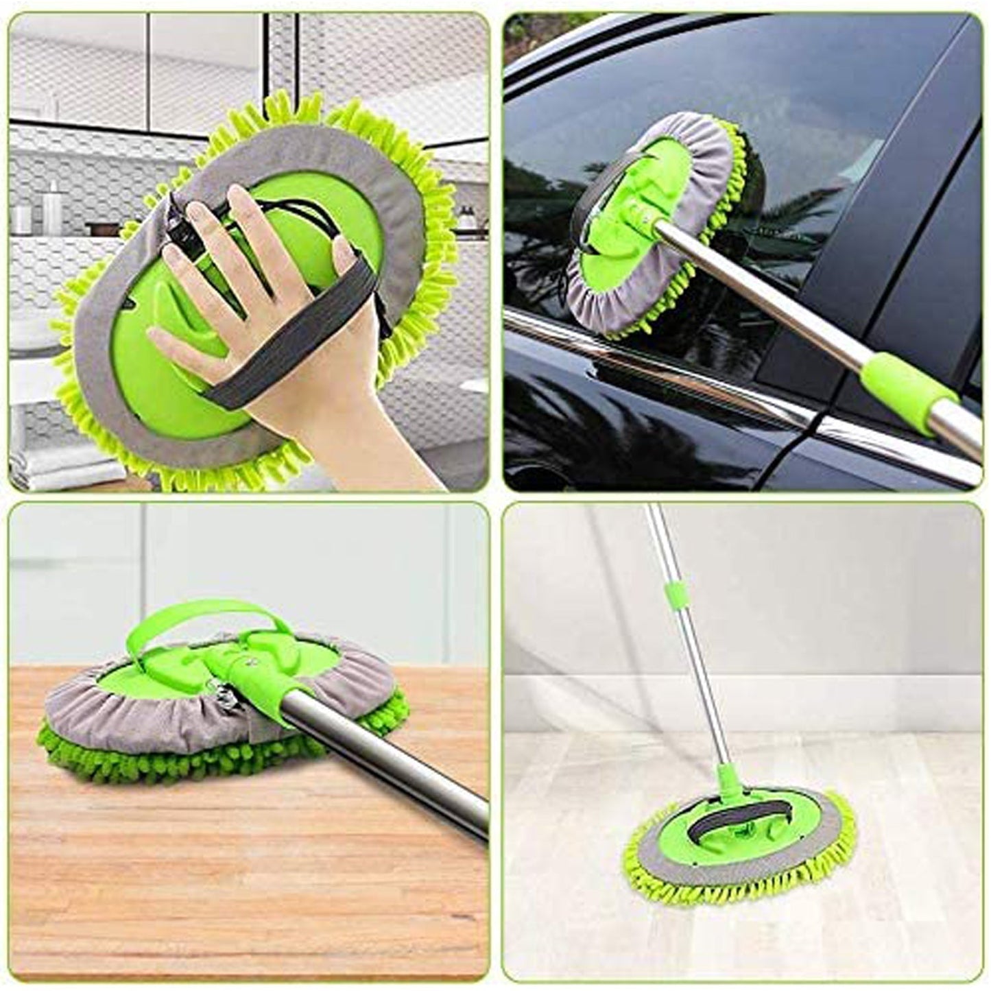 Microfiber car duster with extendable handle for flexible cleaning