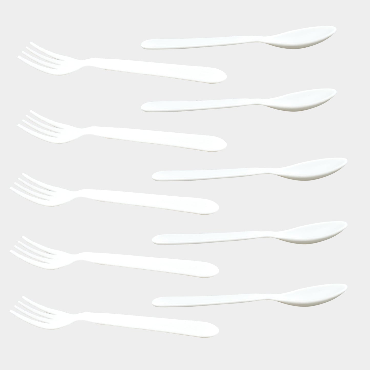 Premium plastic spoon and fork set, 10 pieces.