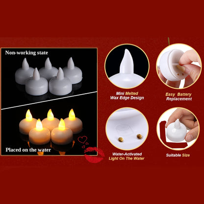 Decorative battery-operated floating tealight candles