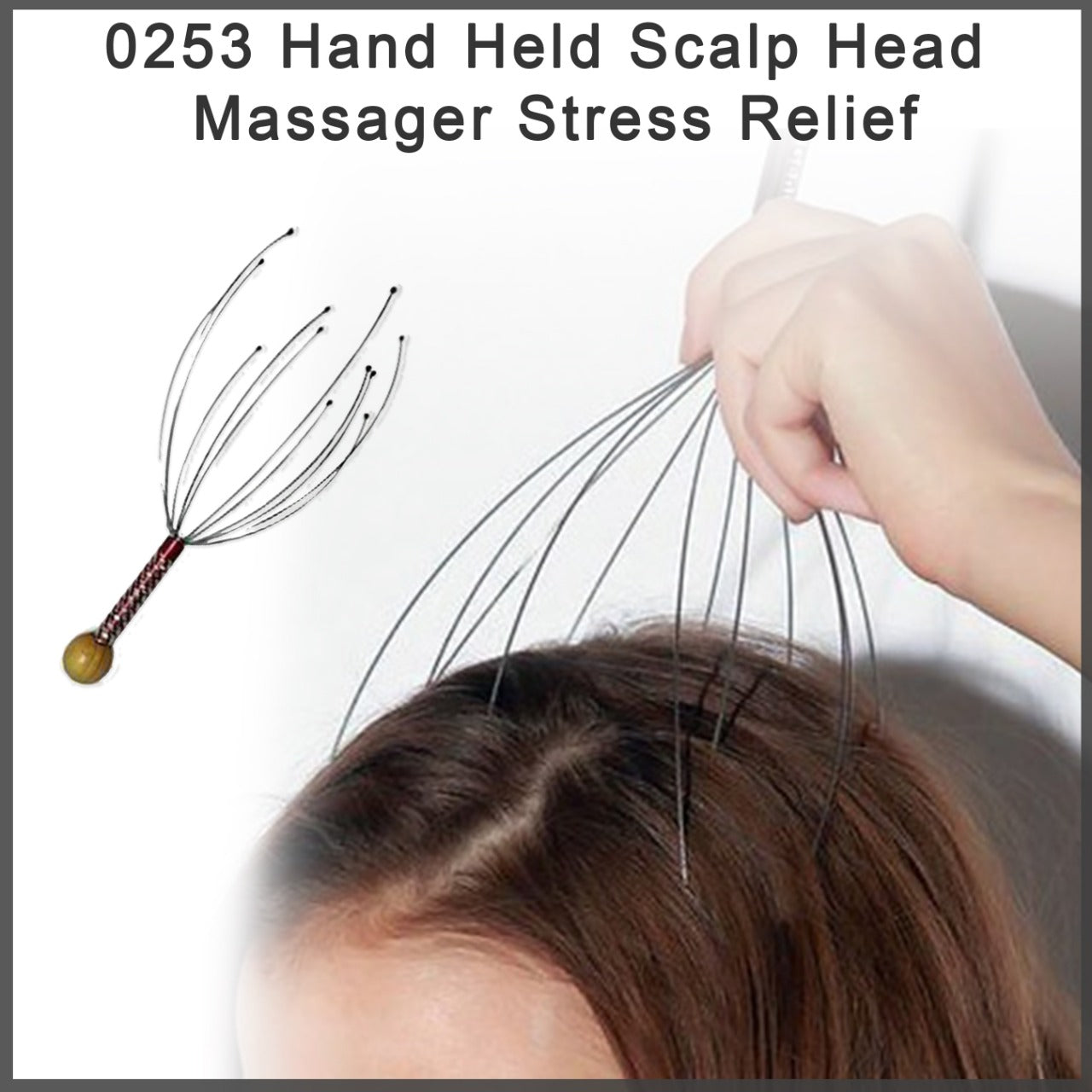 Stress relief head massager for scalp, handheld and easy to use.