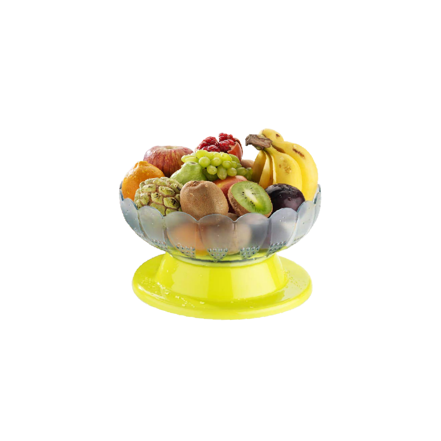 Plastic fruit and vegetable bowl with spinning function