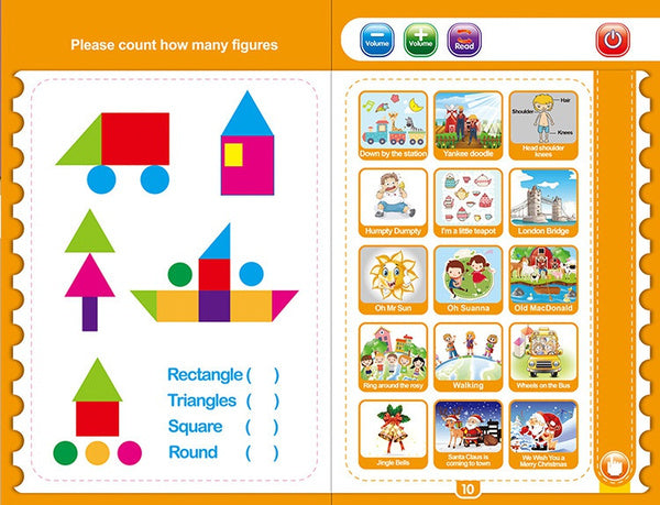 Study book for kids with interactive numbers and letters