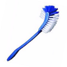 Toilet brush with double hockey stick shape