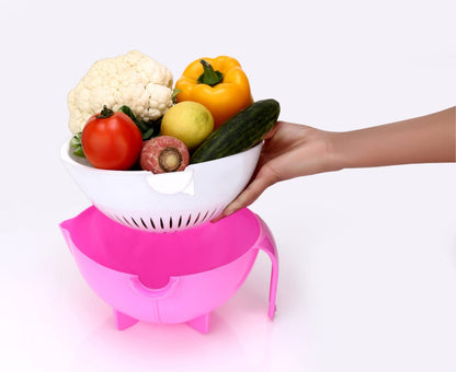 All-in-one vegetable cutter and rotating basket shredder.