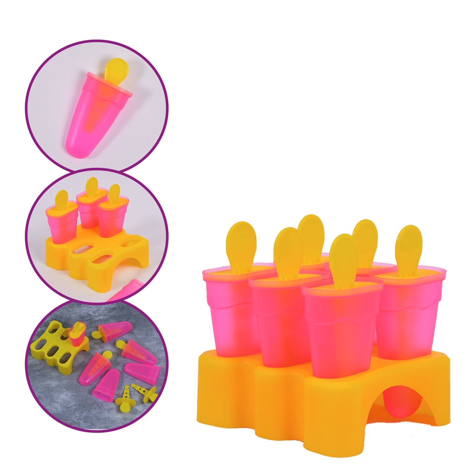 Set of plastic kulfi moulds with handles